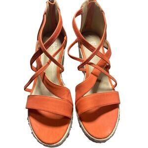 Eileen Fisher Espadrille strappy wedge women’s 10 tangelo (orange) Wanda NWOT